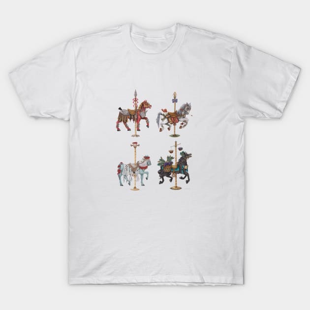 Four Carousel Horses of the Apocalypse Vertical T-Shirt by catherold